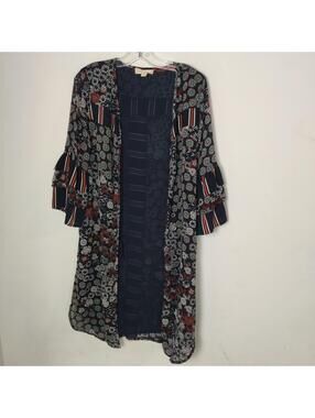 Luna Moon XS Floral Kimono Cardigan Open Front Bell Sleeve Duster